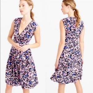 J. Crew silk pleated hibiscus a line dress size 16